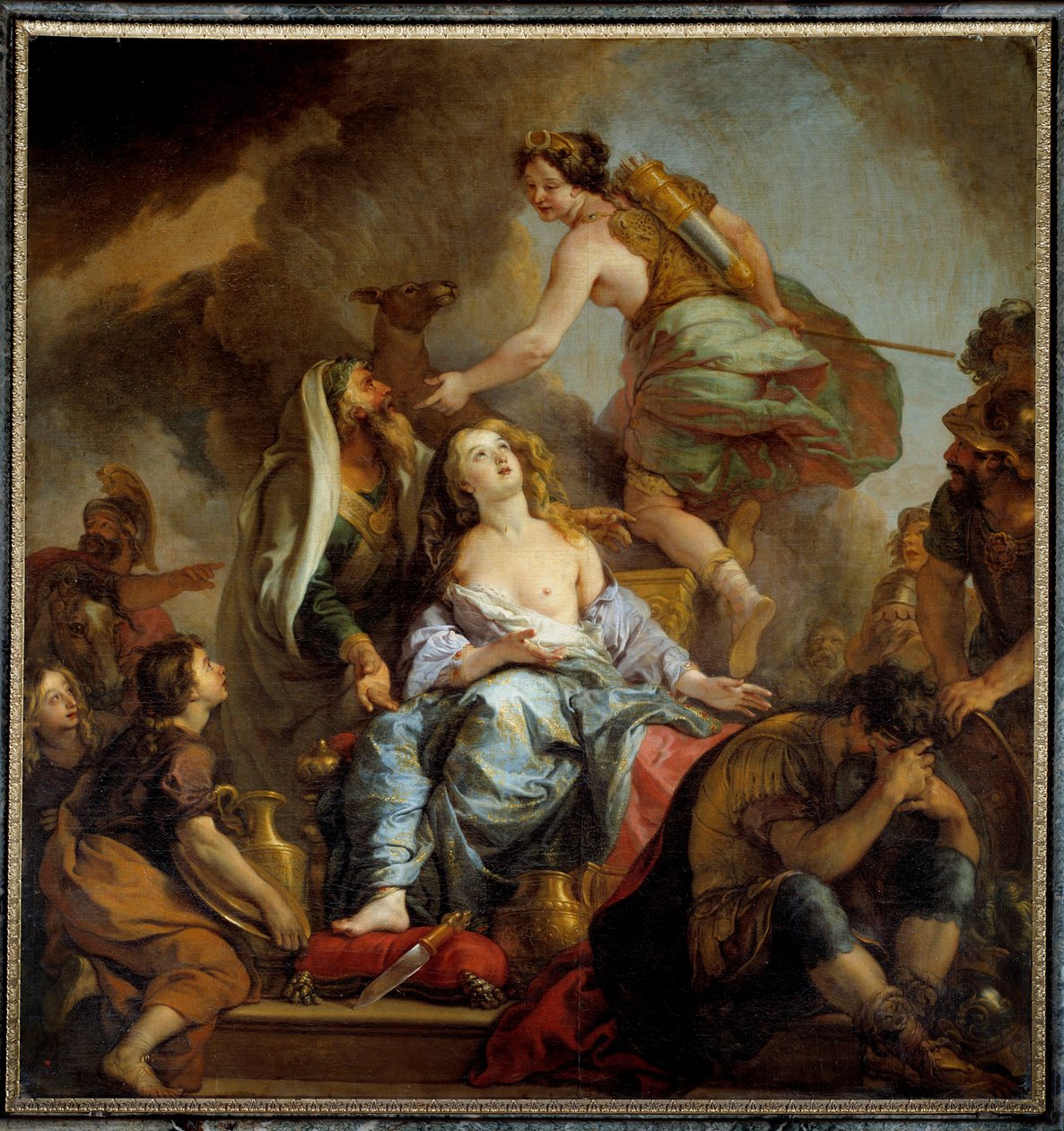 Oběť Ifigenie Král Agamemnon obětuje svou dceru, aby uklidnil Artemisin hněv. Obraz Charlese de Lafosse (1636-1716) 17. století Sun. 2,24x2,12 m od Charles de Lafosse