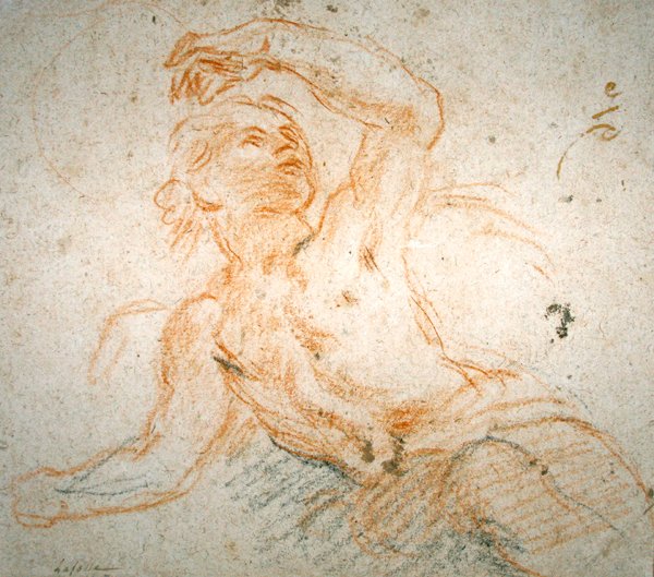 Studie andělů (červené a černé křídy na papíře) od Charles de la Fosse