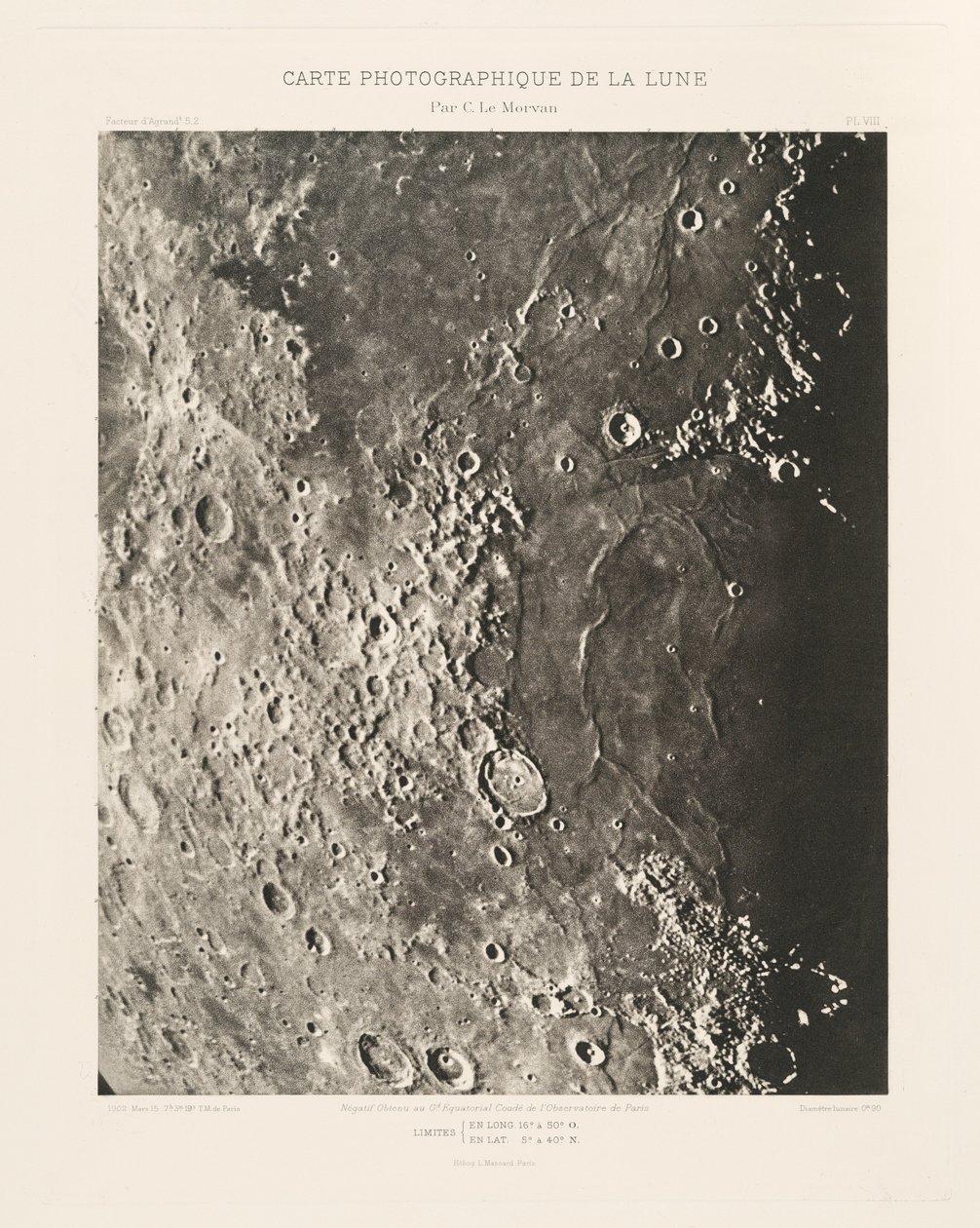 Fotografická mapa Měsíce, deska VIII,15. března od Charles le Morvan
