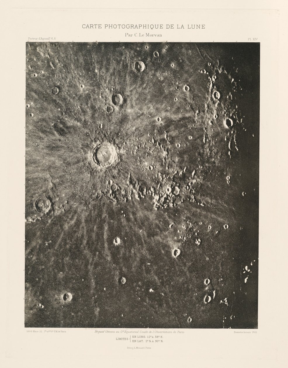 Fotografická mapa Měsíce, deska XIV,22. března od Charles le Morvan