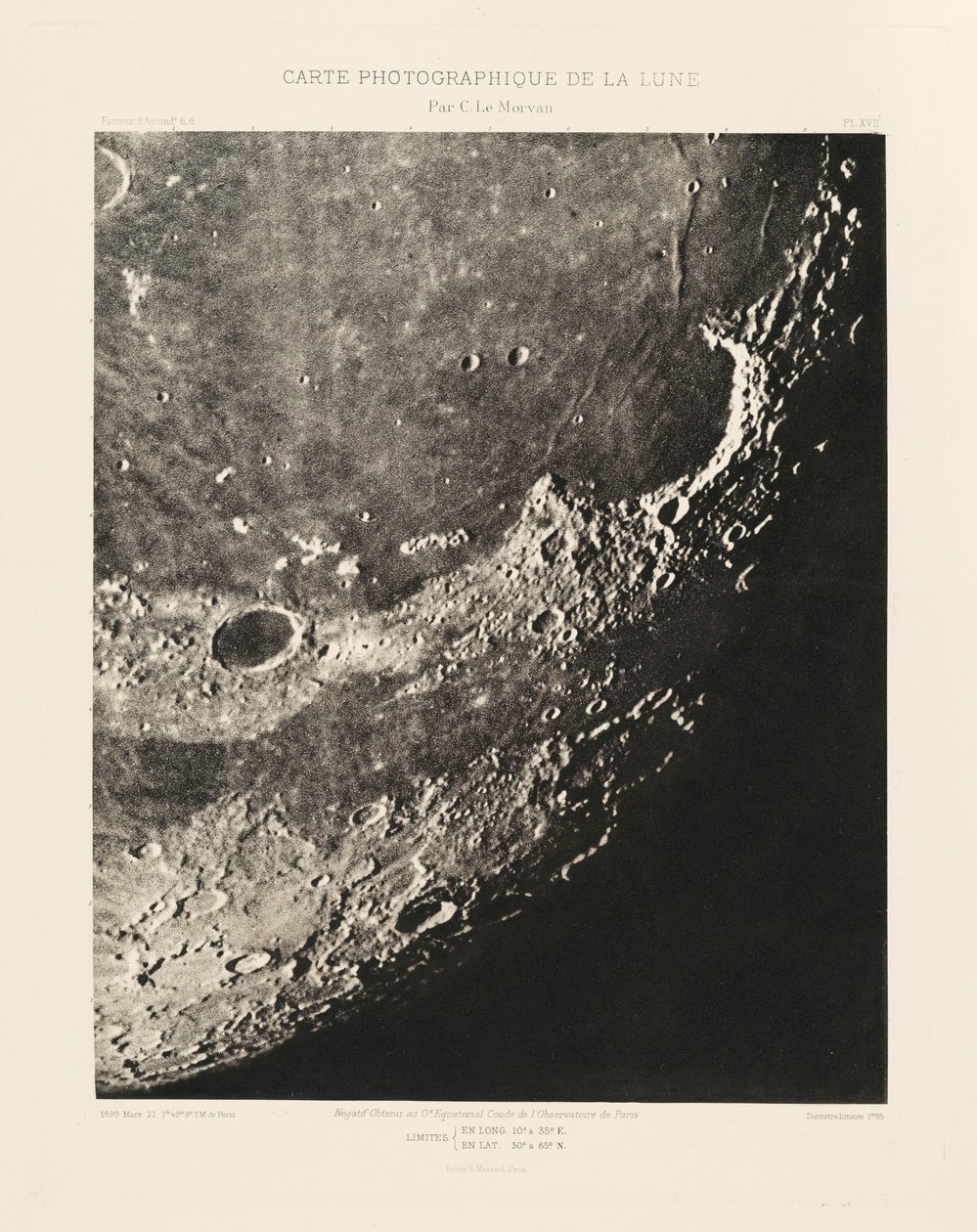 Fotografická mapa Měsíce, deska XVII,22. března od Charles le Morvan