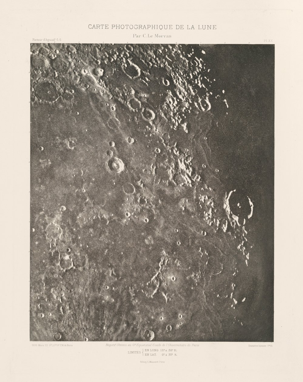 Fotografická mapa Měsíce, deska XX,22. března od Charles le Morvan