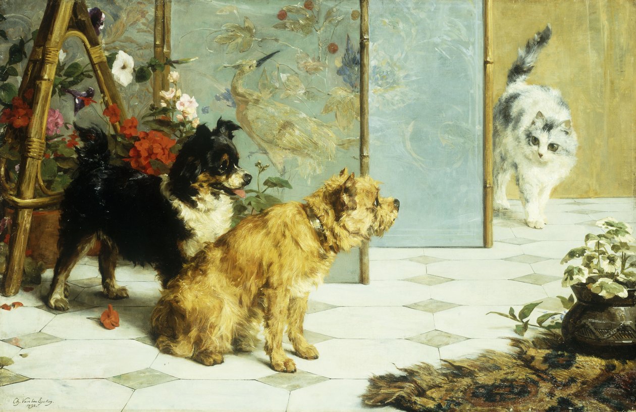 Hraví přátelé, 1892 od Charles van den Eycken
