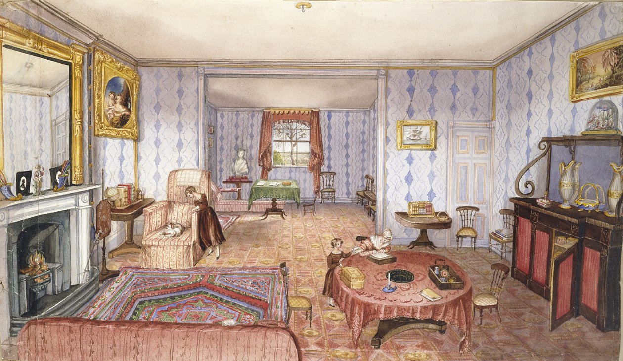 Drawing Room, Clay Hill, f12 z An Album of Interiors, 1843 od Charlotte Bosanquet