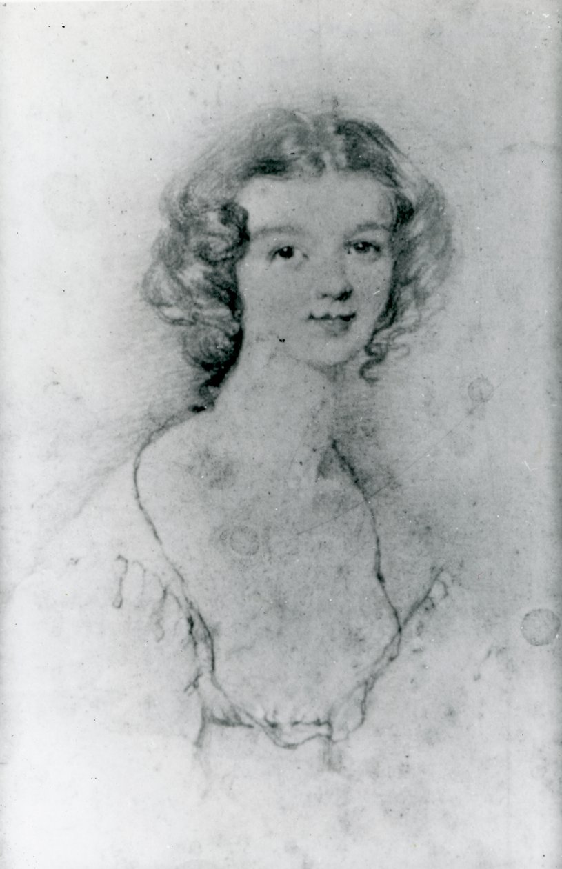 Portrét Ellen Nussey (tužka na papíře) od Charlotte Bronte