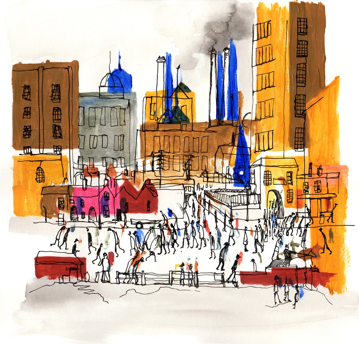 Coming from the Mill, 2014 (akryl a inkoust) od Charlotte Orr