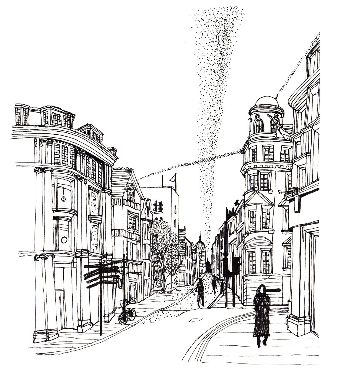 Cornmarket Street, 2019 (pero a inkoust) od Charlotte Orr