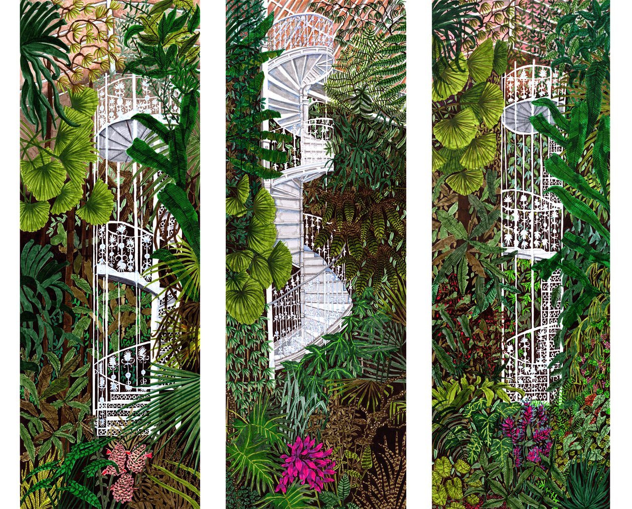Kompilace Kew Gardens, 2020 (štětec na papíře) od Charlotte Orr
