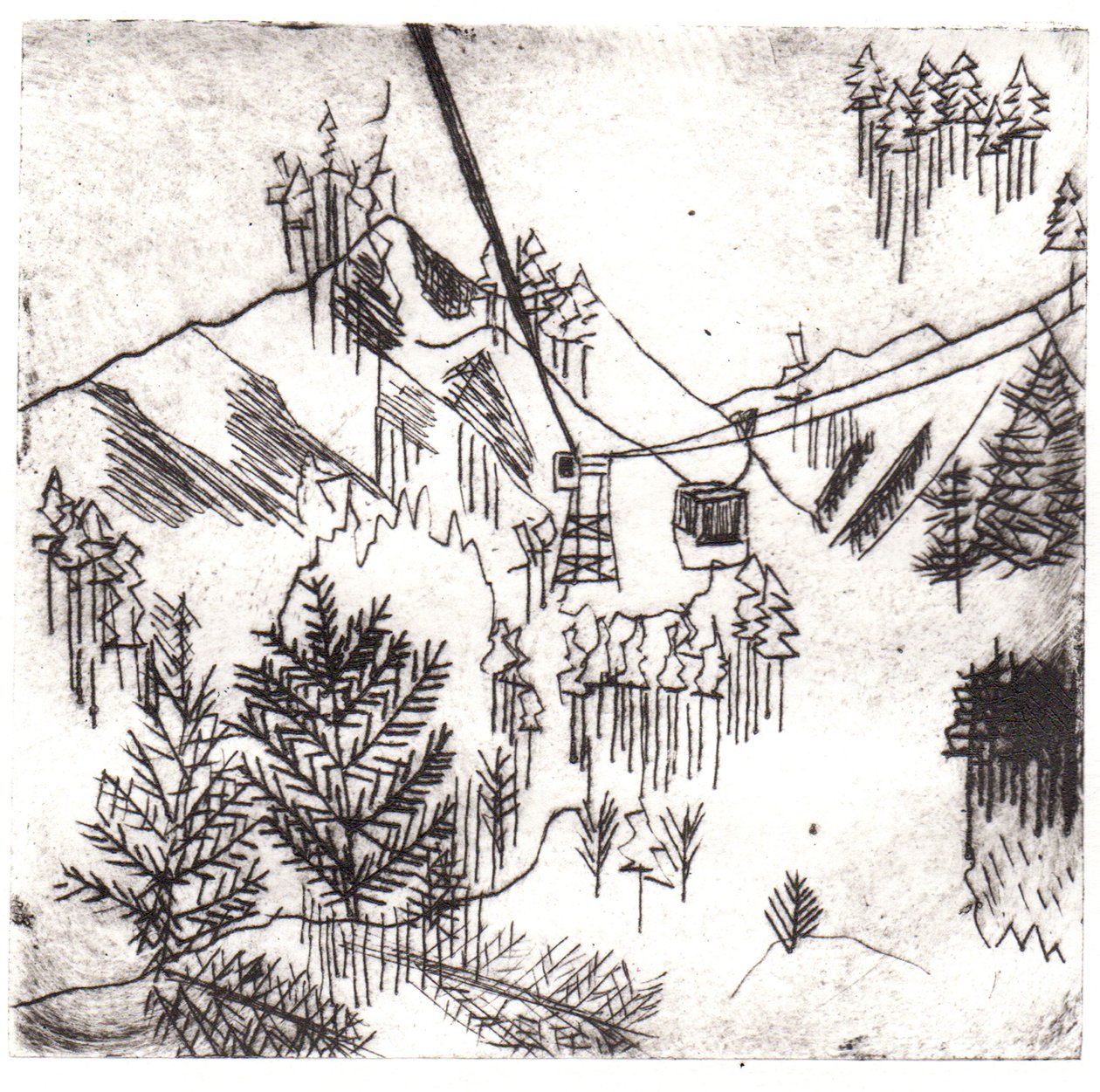 Mayrhofen Mountains, 2015 (lept suchou jehlou a digitální) od Charlotte Orr
