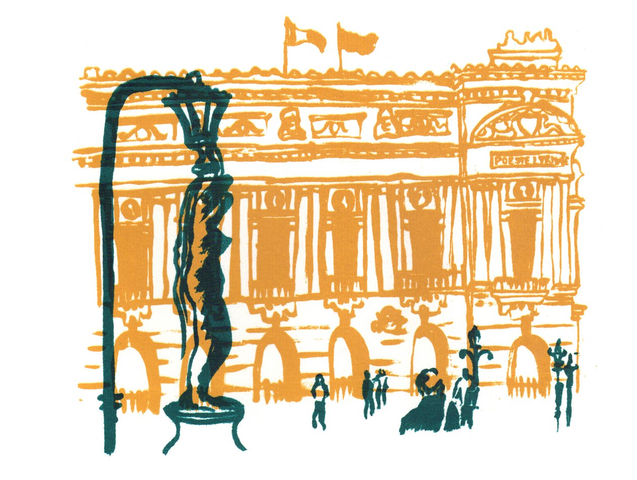Pařížská opera, 2014 (sítotisk) od Charlotte Orr