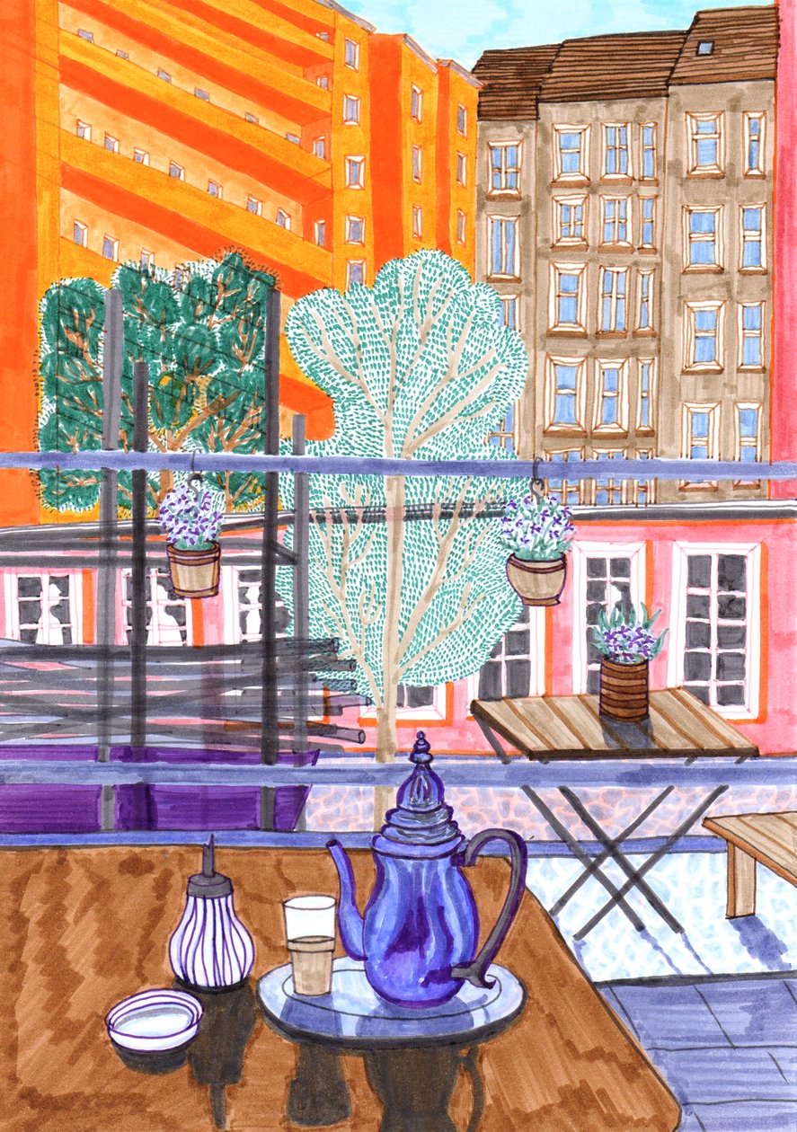 Prenzlauer Berg, 2017 (štětcové pera) od Charlotte Orr