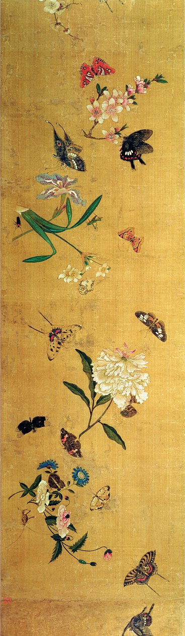 Sto motýlů, květin a hmyzu, detail z ručního svitku od Chen Hongshou