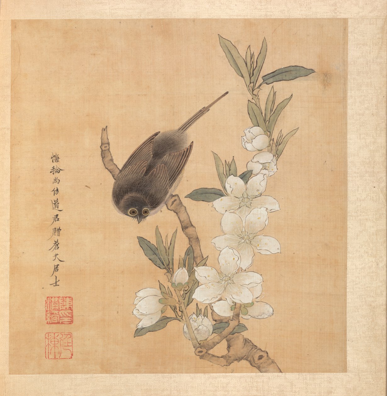 Obrazy podle starých mistrů: Větev z ptačích a broskvových květů, 1598-1652. od Chen Hongshou