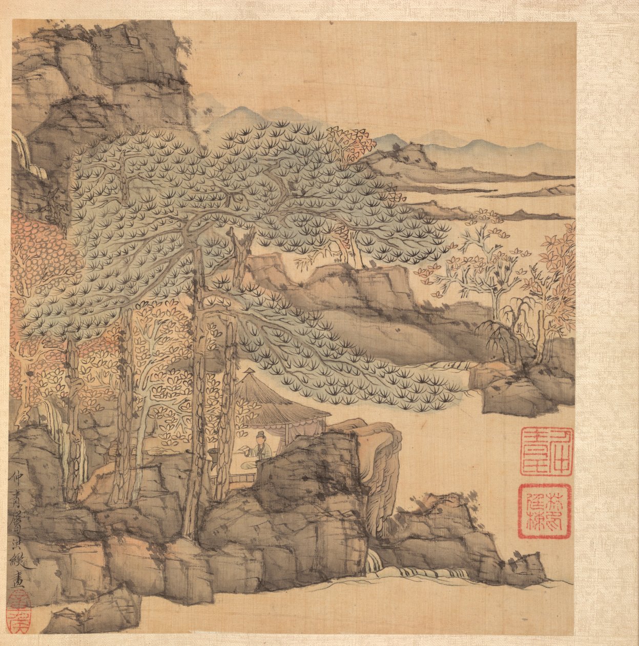 Obrazy podle starých mistrů: Učené čtení v doškové chatrči u vodopádu, 1598-1652. od Chen Hongshou