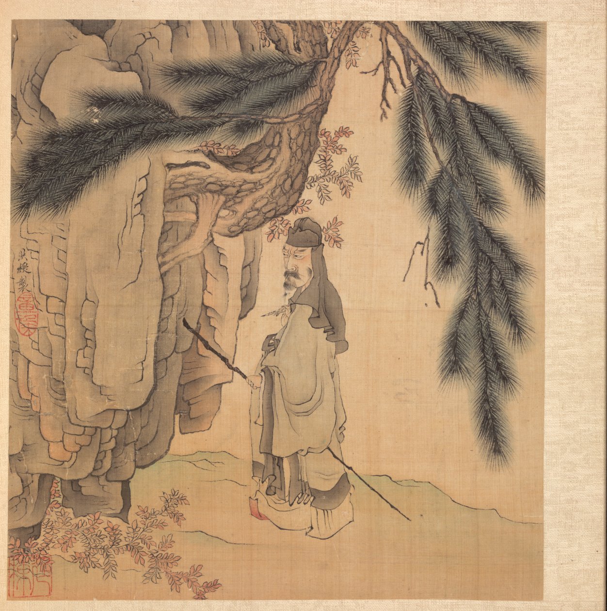 Obrazy podle starých mistrů: Učenec s holí a štětcem, 1598-1652. od Chen Hongshou
