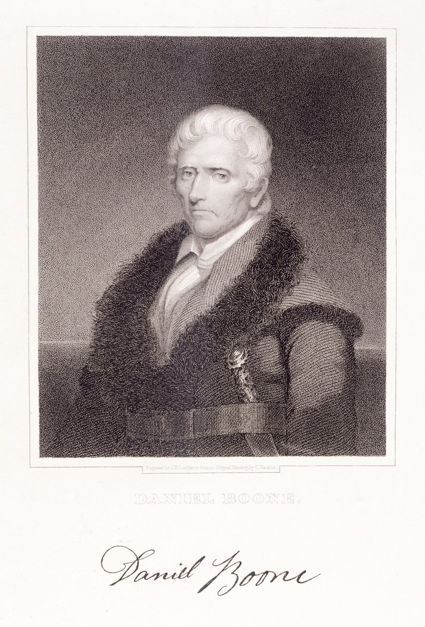 Daniel Boone (1736-1813), vyryl James Barton Longacre (1794-1869) od Chester Harding