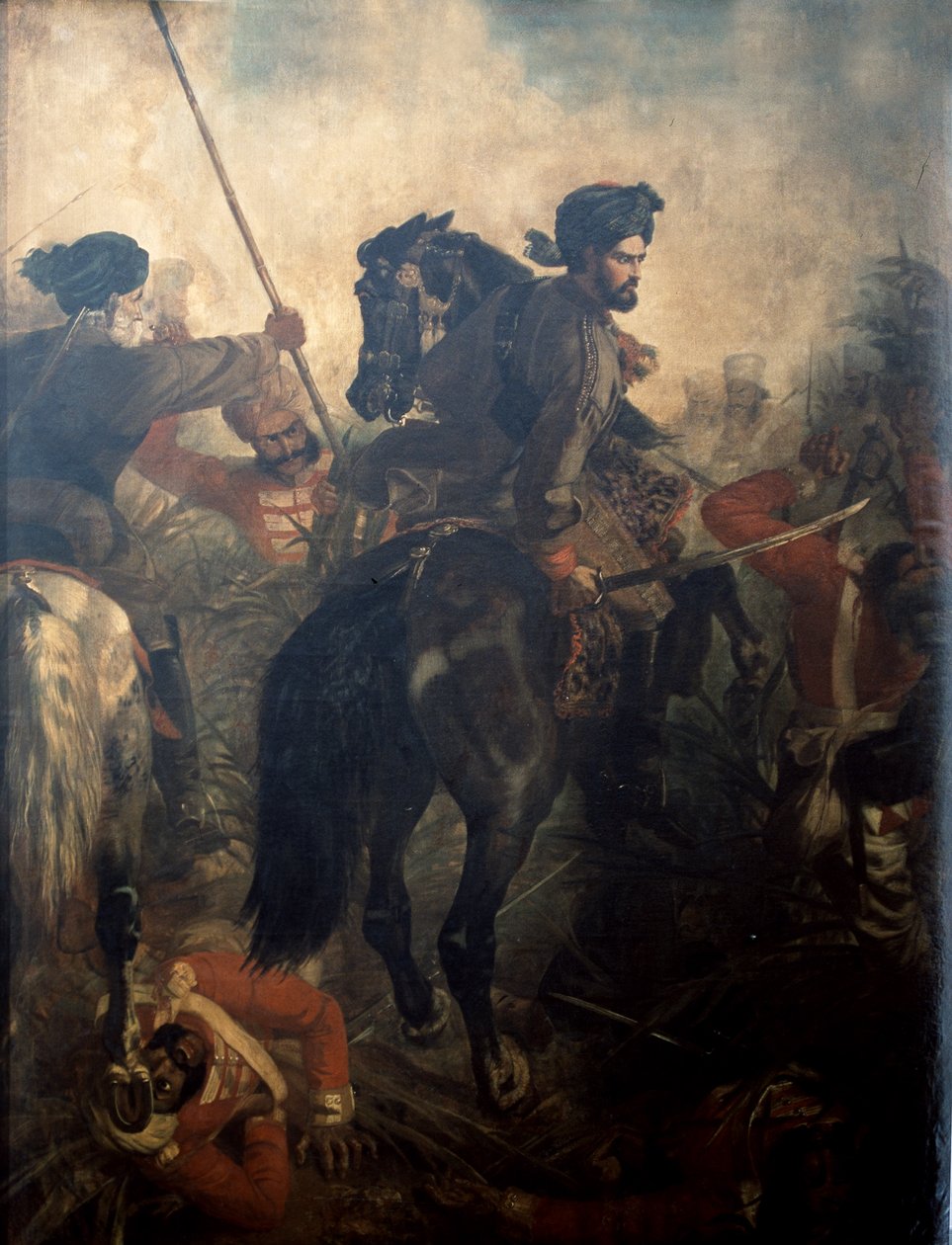 Kapitán Dighton MacNaghten Probyn (1833-1924) v bitvě u Agra dne 10. října 1857, kolem roku 1860 od Chevalier Louis William Desanges
