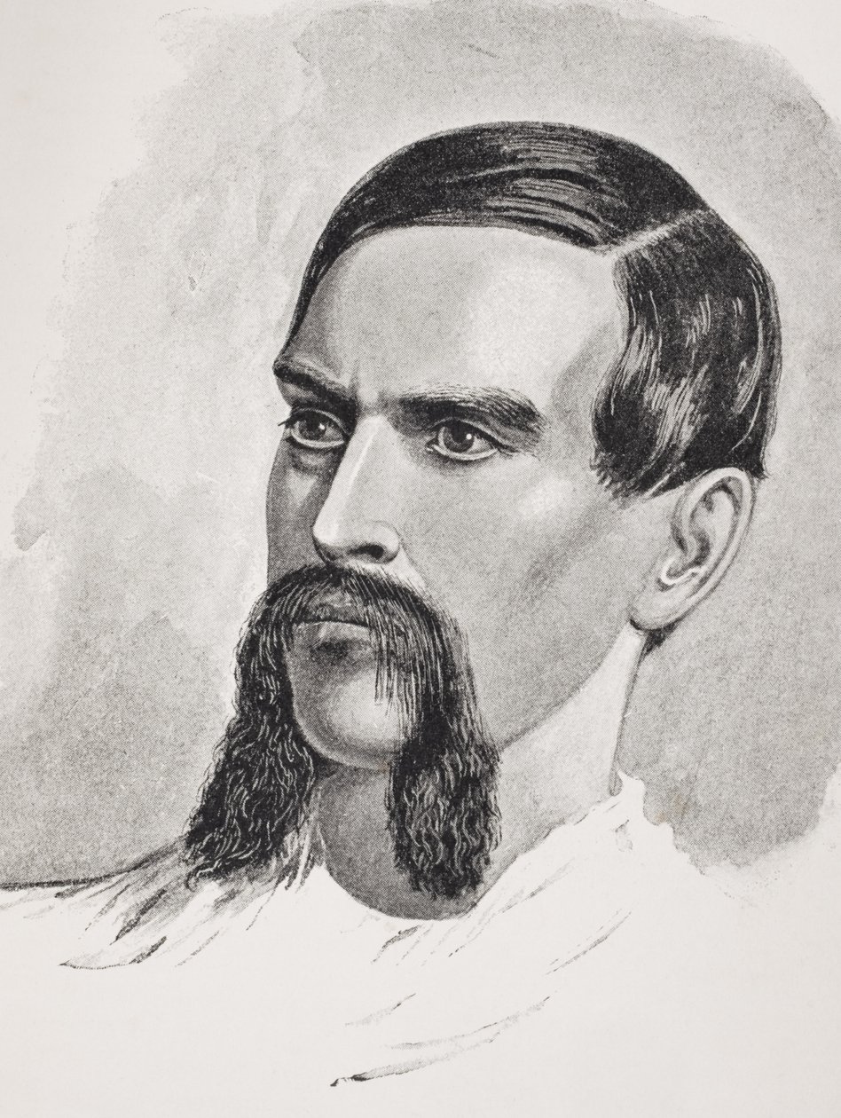 Sir Richard Burton (1821-90) z „The Life of Captain Sir Richard Burton, Volume II“ od Isabel Burton (1831-96) vydané v roce 1893 od Chevalier Louis-William Desanges