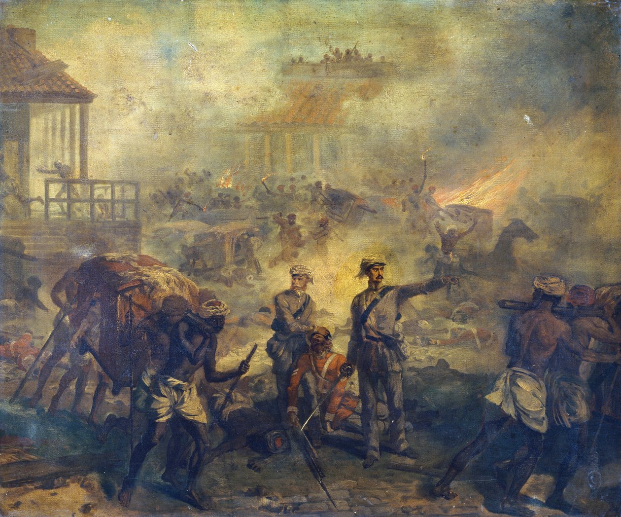 Chirurg Anthony Dickson Home VC (1826-1914) a asistent chirurga William Bradshaw VC (1830-61) v Lucknow během indické vzpoury v roce 1857, 1857 od Chevalier Louis William Desanges