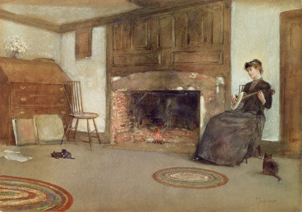 A Familiar Tune, c.1880 (akvarel na papíře) od Childe Frederick Hassam