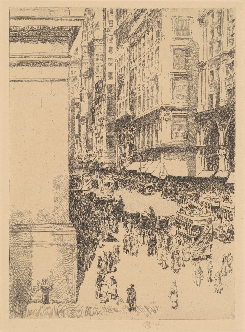 Pátá avenue, poledne od Childe Frederick Hassam