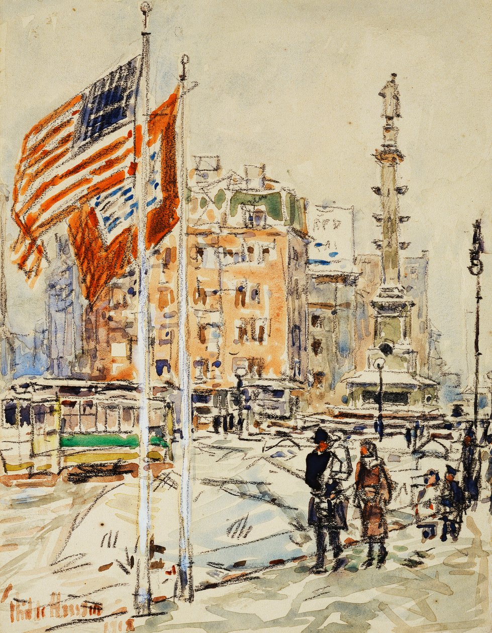 Vlajky, Kolumbův kruh od Childe Frederick Hassam
