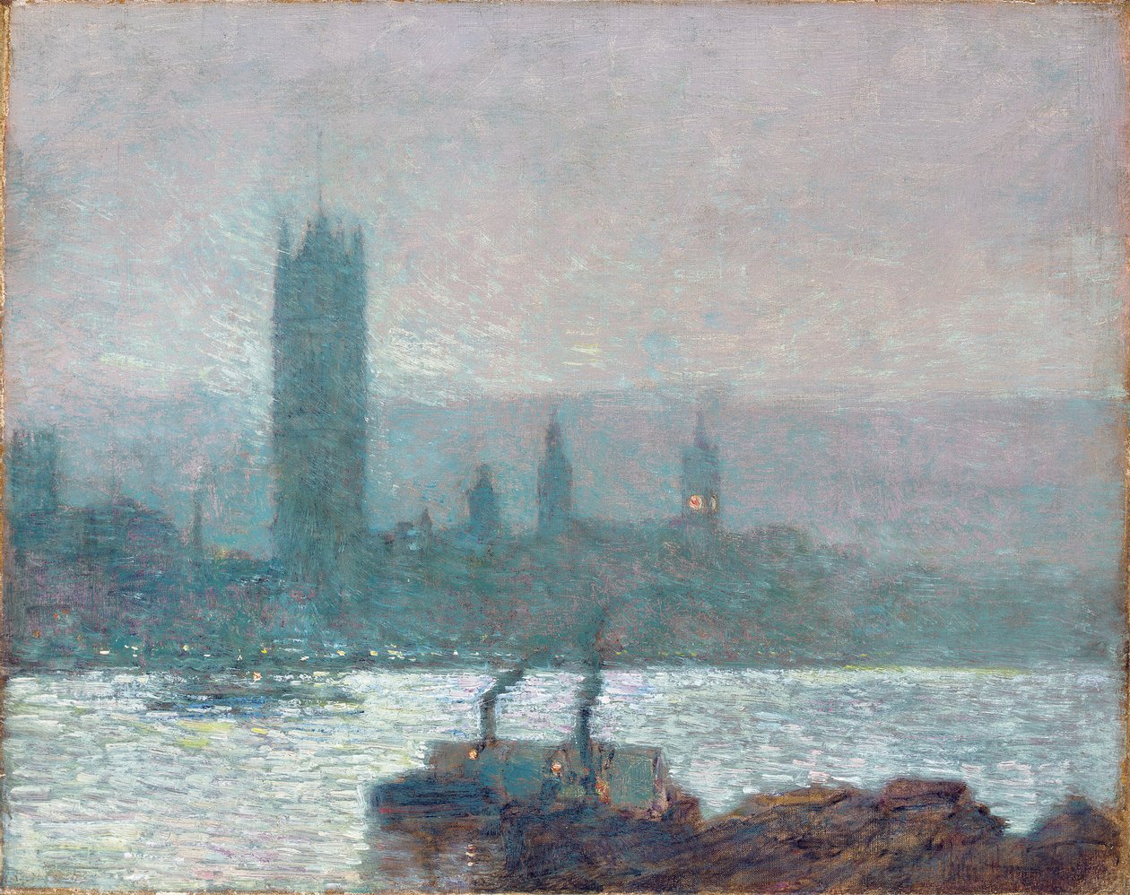 Sněmovny parlamentu, podvečer od Childe Frederick Hassam