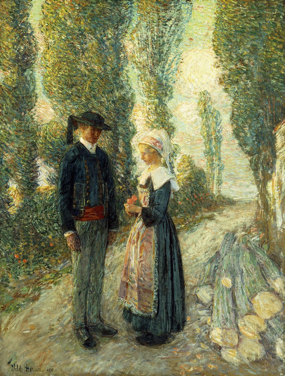 V Bretani, večerní hodina, Pont Aven od Childe Frederick Hassam