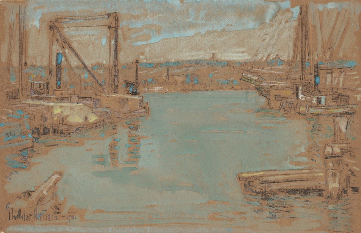 North River Dock, New York od Childe Frederick Hassam