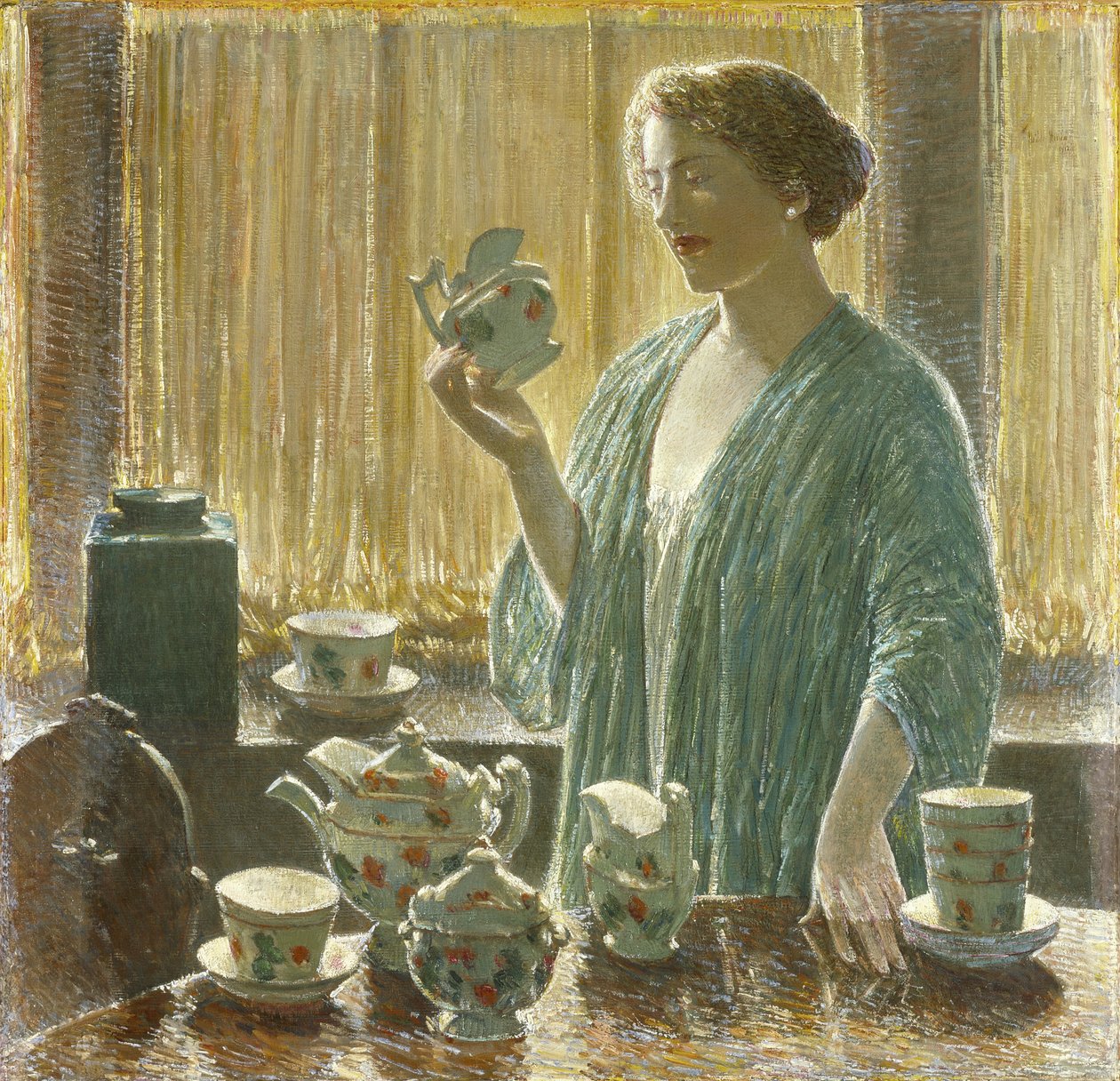 Jahodový čajový set od Childe Frederick Hassam