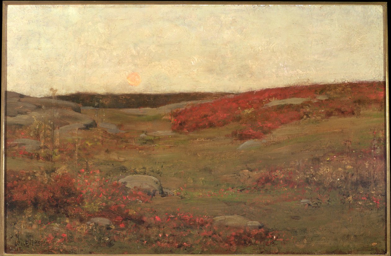 Východ slunce, podzim, cca 1885 (olej na plátně) od Childe Frederick Hassam