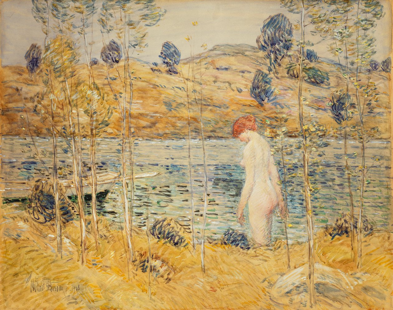 Břeh řeky od Childe Frederick Hassam
