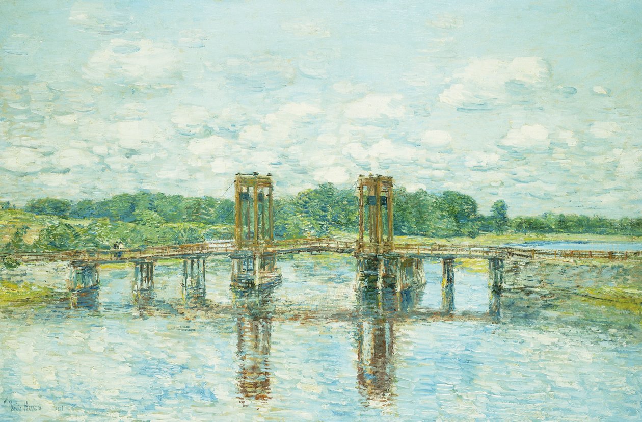 Mýtný most, New Hampshire, poblíž Exeteru od Childe Frederick Hassam