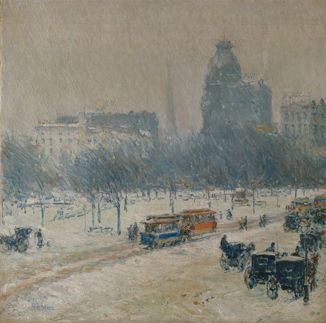 Zima na Union Square od Childe Frederick Hassam