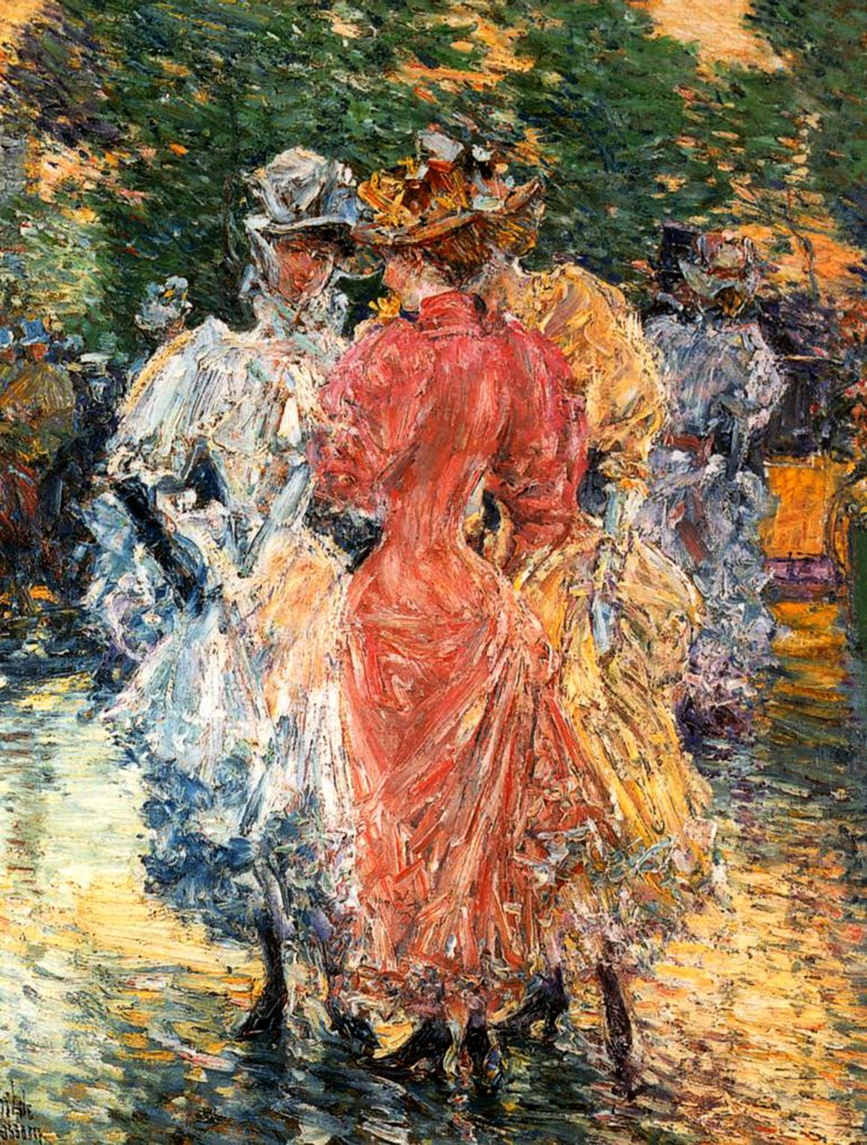 Chatování mladých žen, kolem roku 1892 (olej na plátně) od Childe Frederick Hassam