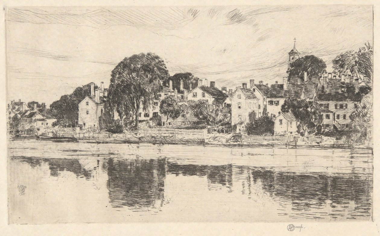 Komíny, Portsmouth, 1915 od Childe Hassam