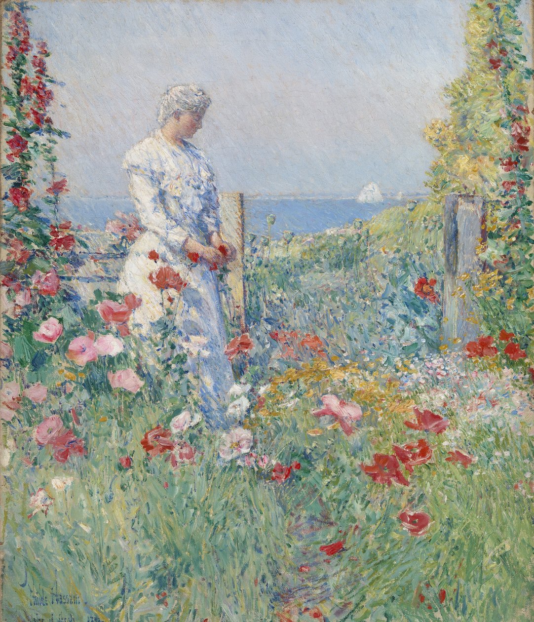 V zahradě (Celia Thaxter in Her Garden) od Childe Hassam