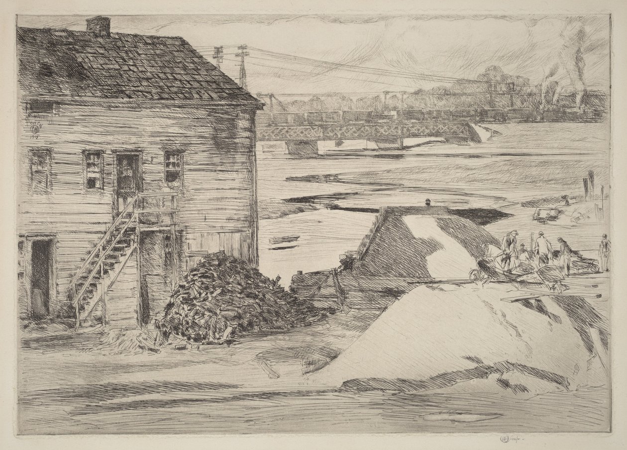 Odliiv, most Cos Cob od Childe Hassam