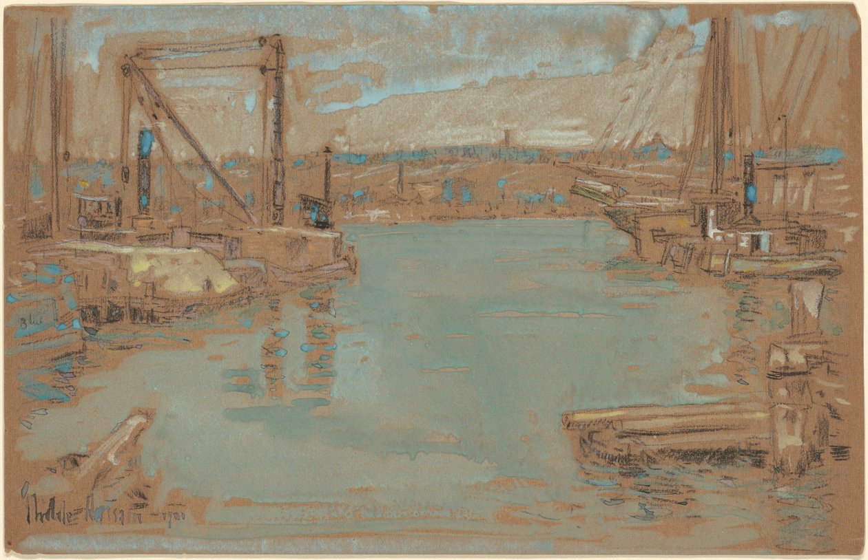 North River Dock, New York od Childe Hassam