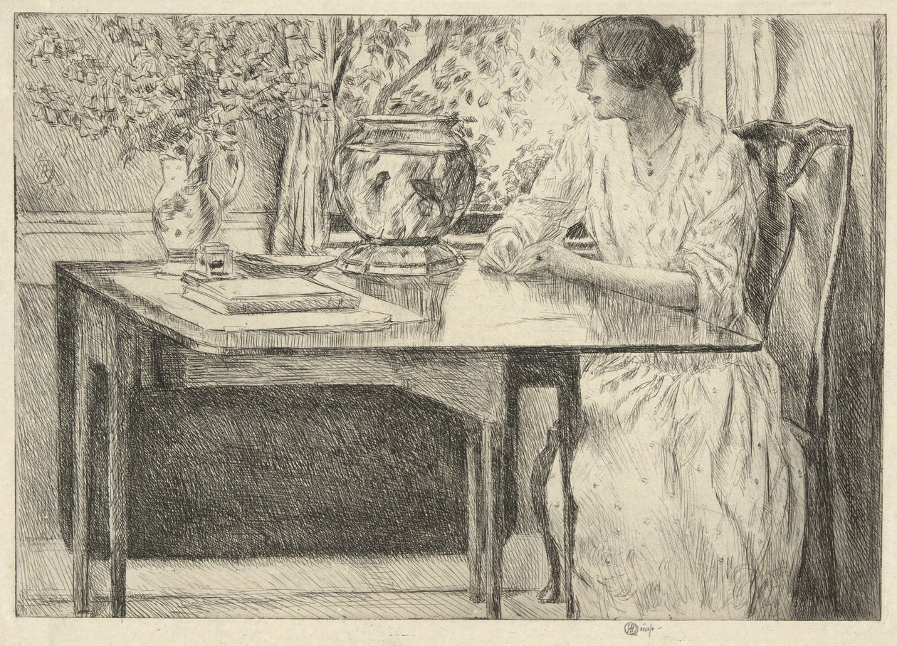 Koloniální stůl (Holley House, Cos Cob) (recto); Krajina se stodolou (verze) od Childe Hassam