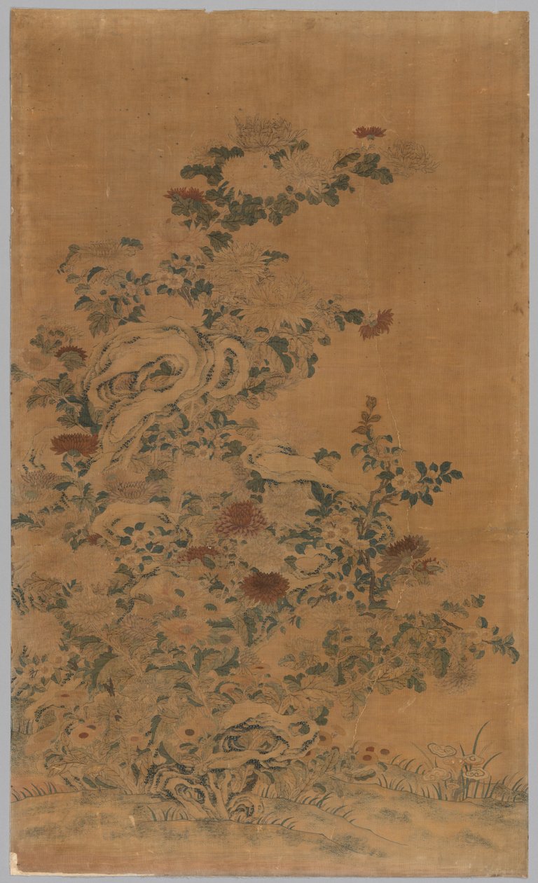 Panel Kesi: Skály a chryzantémy od China, Qing dynasty