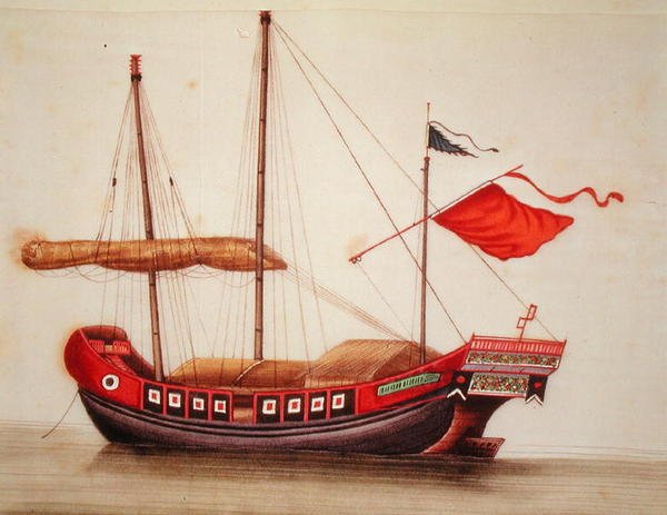 Nalodění na plachetnici, období Qianlong (1736-96) od Chinese School