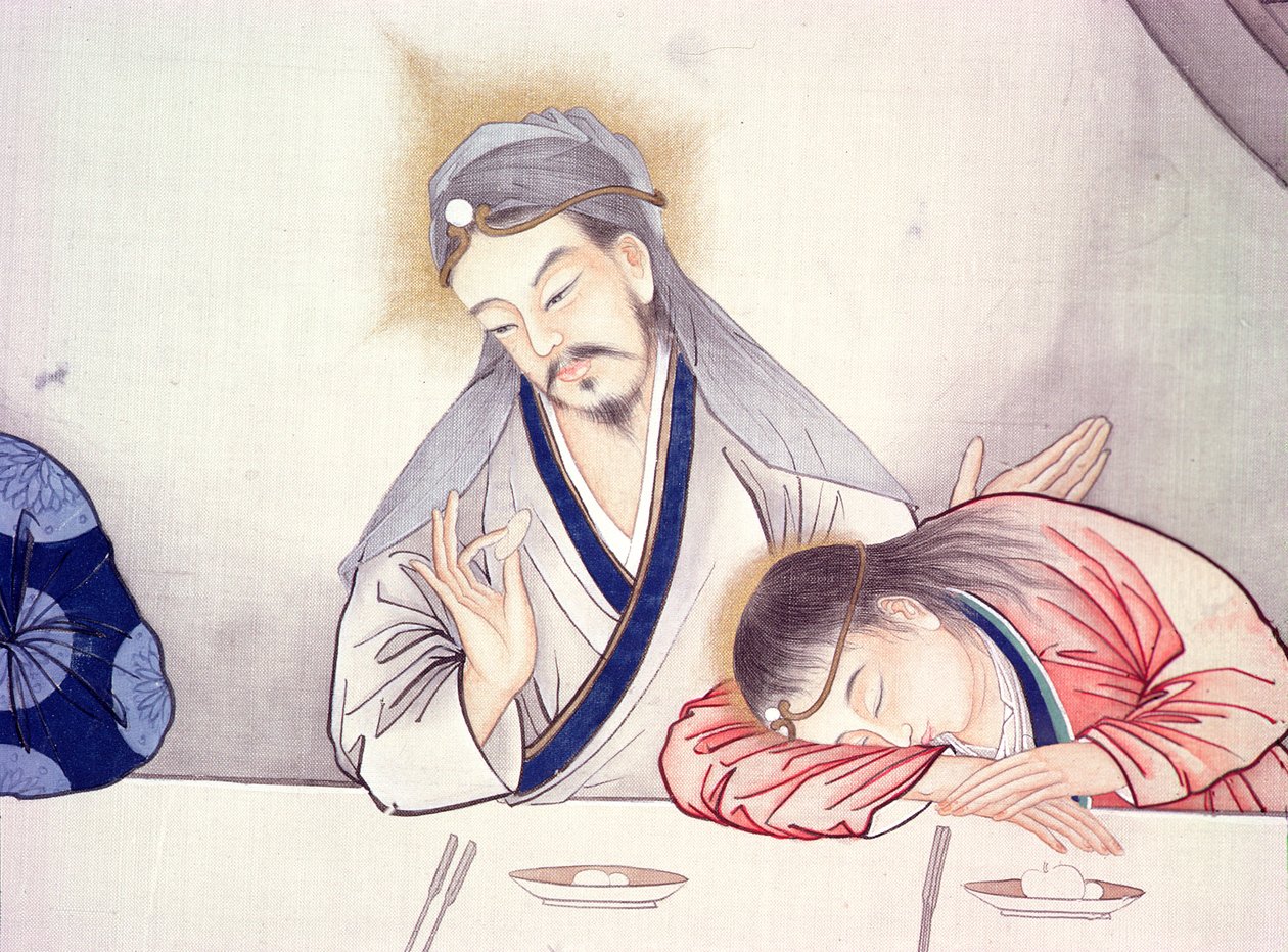 Poslední večeře, Kristus a svatý Jan (detail 231479) od Chinese School