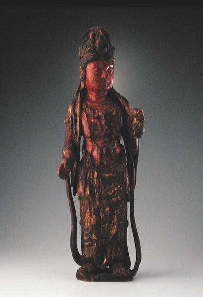 Stojící postava Guanyina, dynastie Song (960-1279) (polychromované dřevo) (viz 208019) od Chinese School