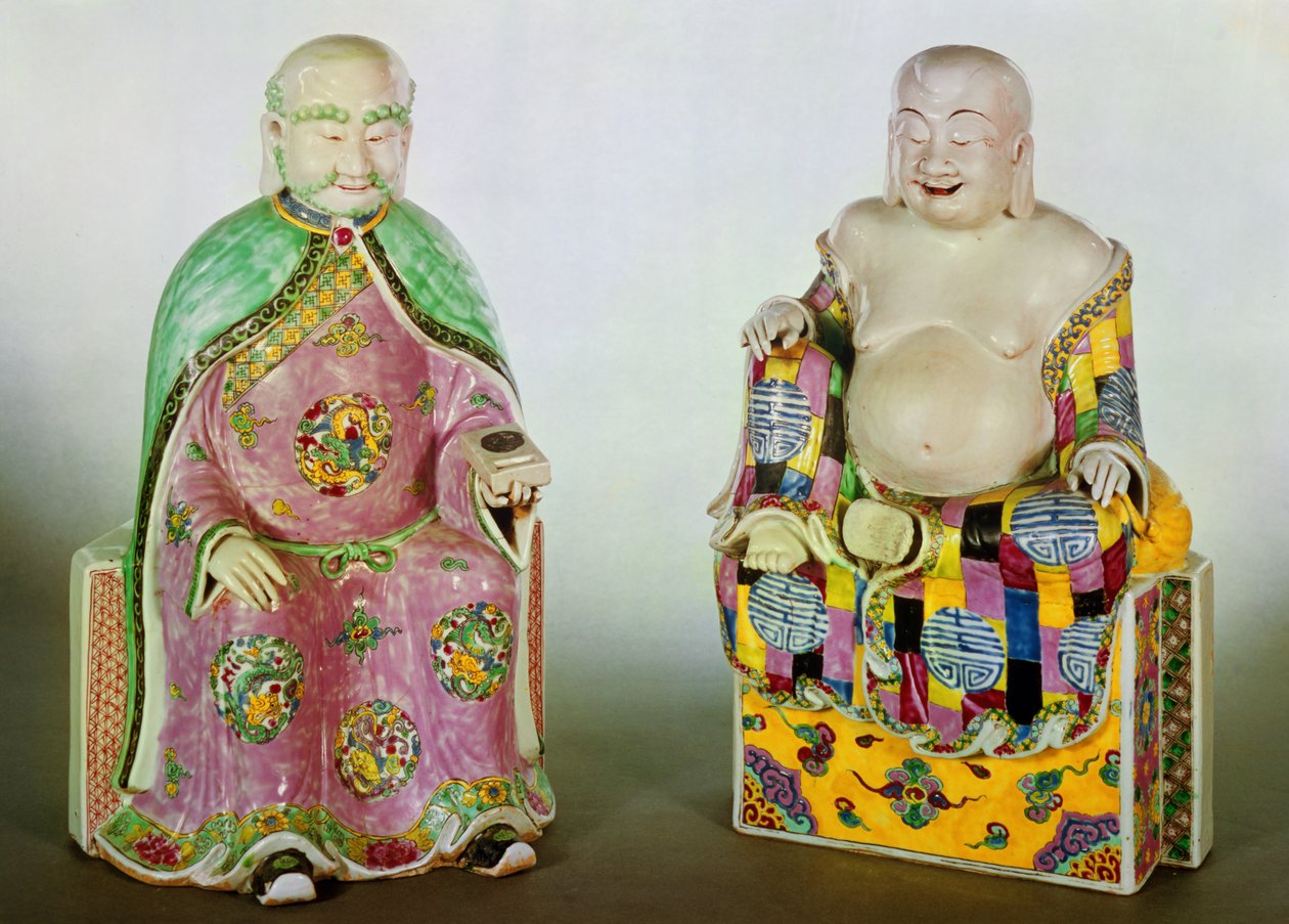 Dvě postavy Buddhy, období Chien Lung (1736-95) (porcelán) od Chinese School