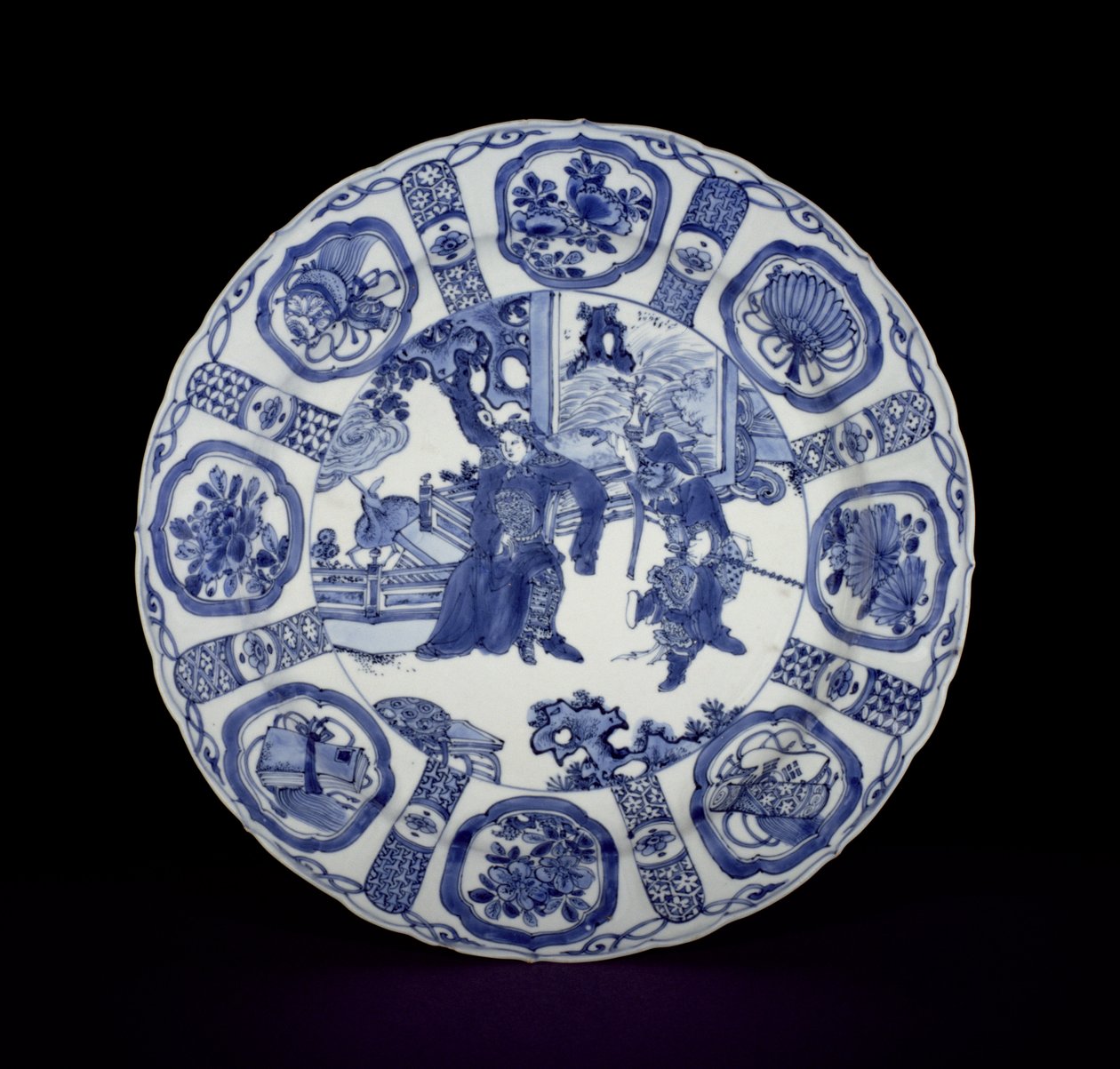 Modrobílé kraakové nádobí malované válečníky, Wanli, 1590-1610 (porcelán) od Chinese School