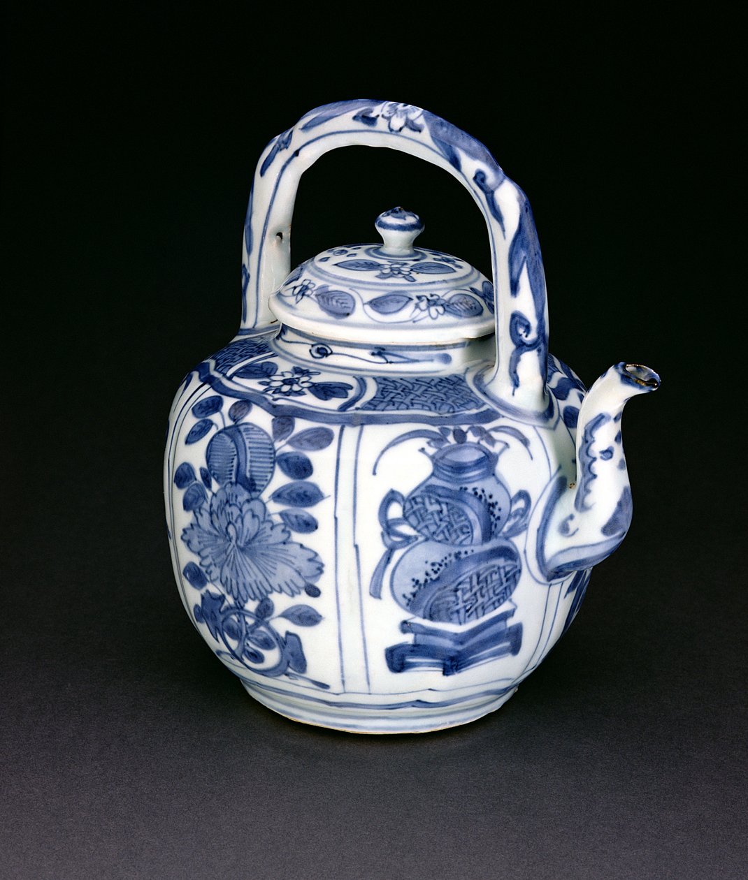 Modrý a bílý hrnec na víno kraak, Wanli, 1590-1610 (porcelán) od Chinese School