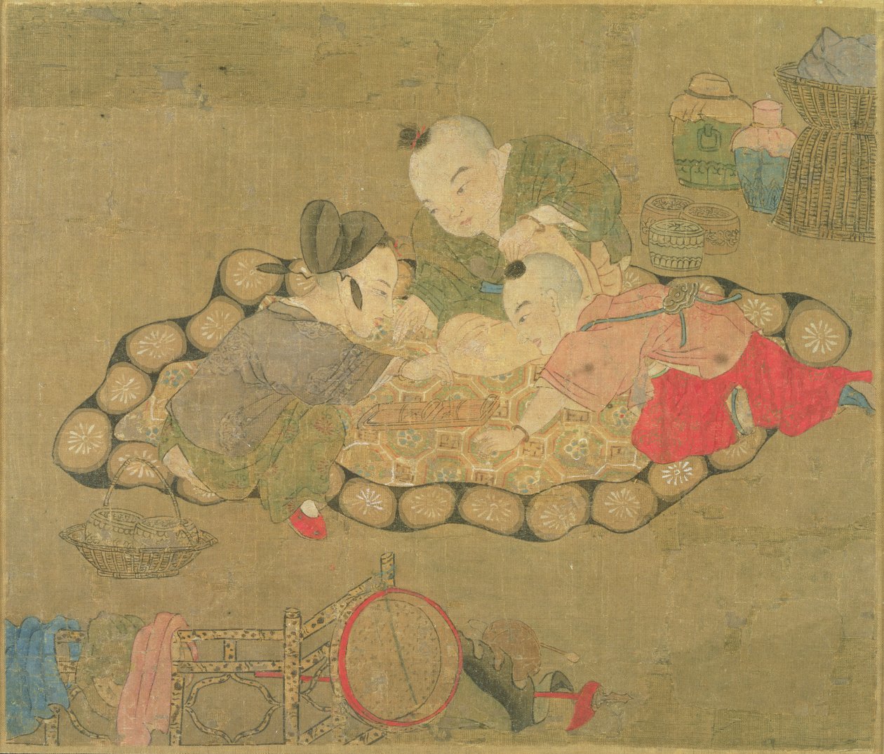 Děti si hrají, dynastie Ming, 1500 (wc na hedvábí) od Chinese School