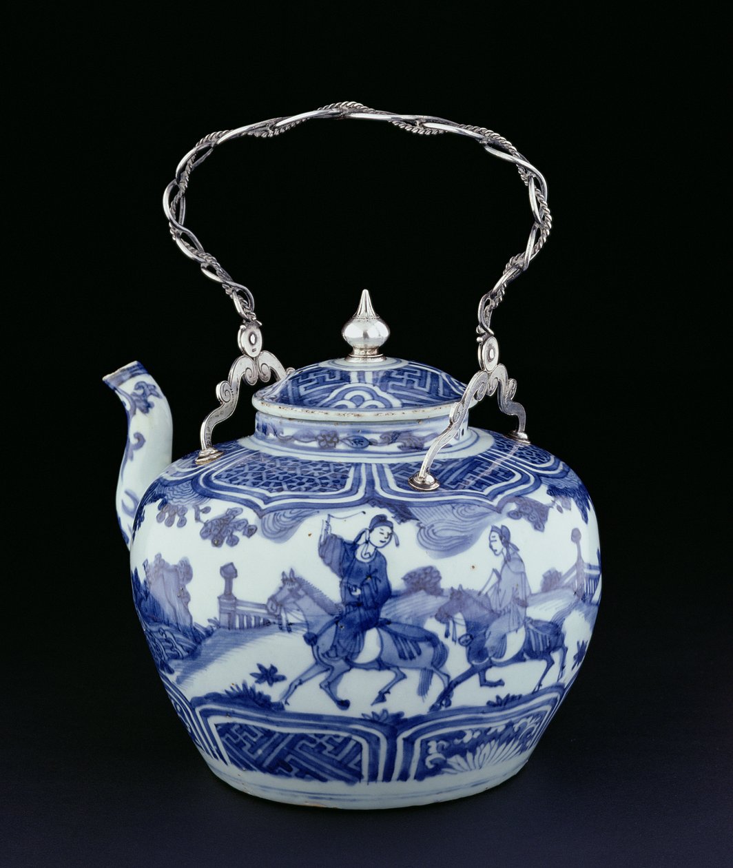 Čínská konvice s evropským uchem, přechodné období, cca 1640 (porcelán se stříbrem) od Chinese School