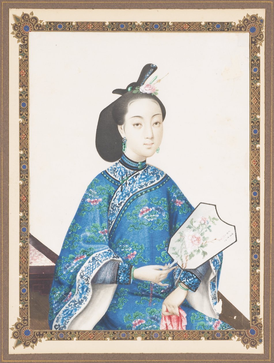 Zarámovaný portrét Howquaovy manželky, kolem 1850-70 od Chinese School